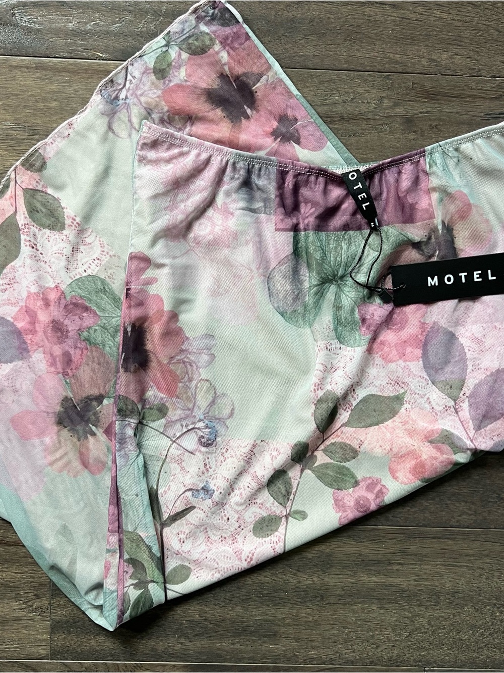 NWT Motel Rocks Pink & Mint Floral Mesh Midi Skirt
